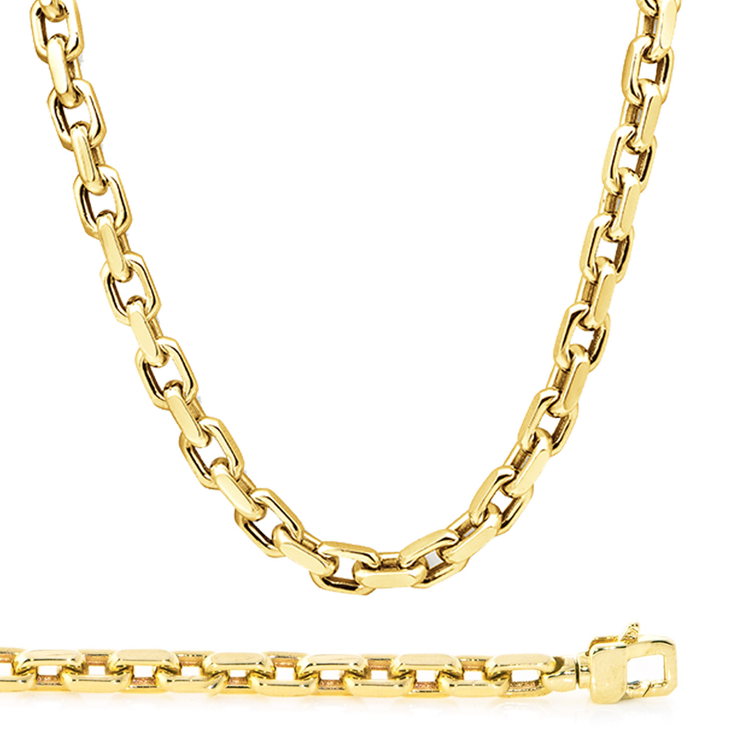 14K Yellow Gold 10mm Handcrafted Rolo Chain Necklace 16 Inches